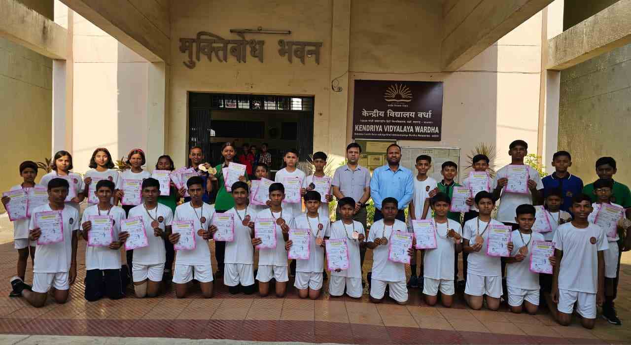 केंद्रीय विद्यालय वर्धा विद्यार्थ्यांची क्रीडा स्पर्धेत चमक; पाच खेळाडू राष्ट्रीय स्तरासाठी निवडले